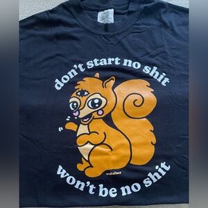 Black T-Shirt with Orange Squirrel Graphic